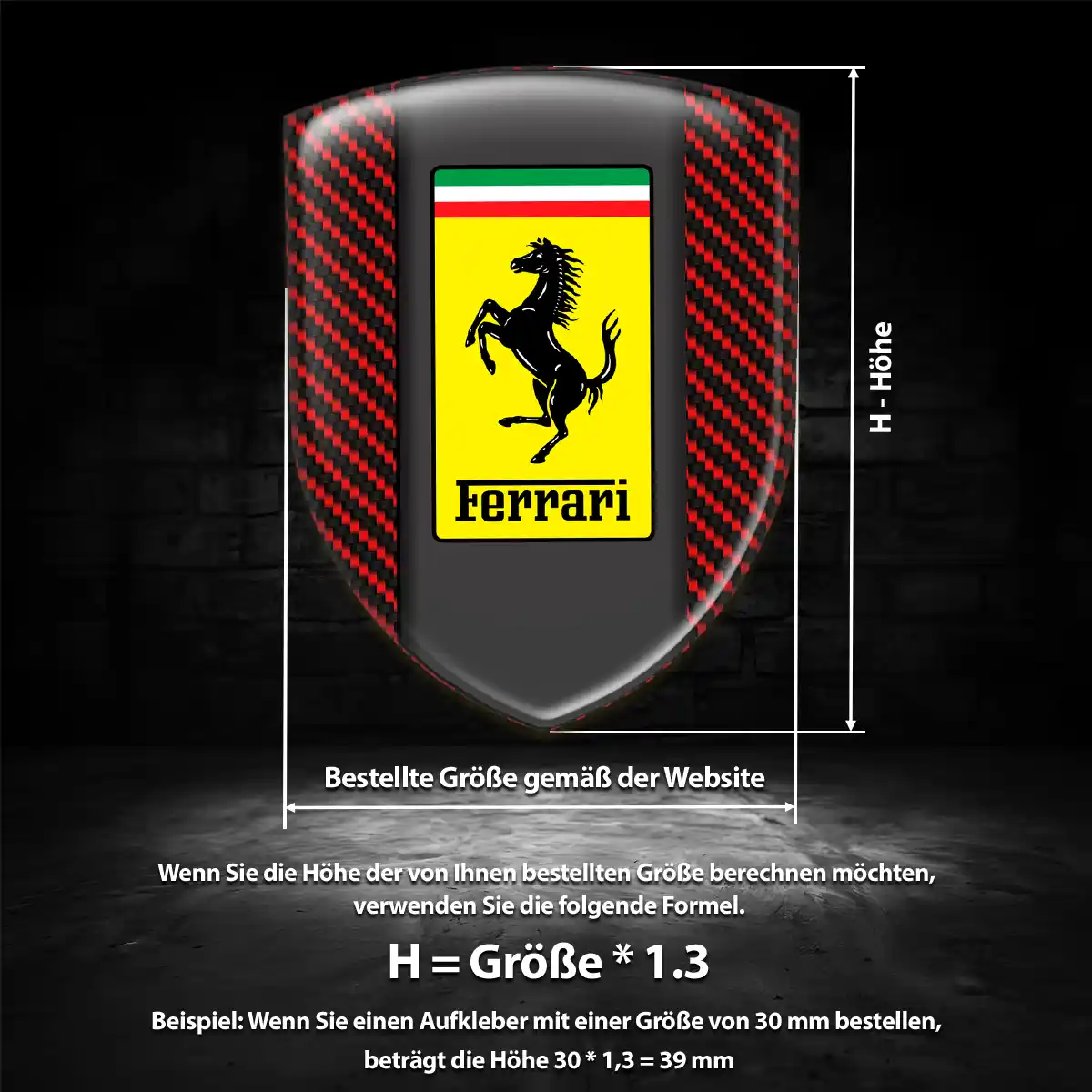 Ferrari Aufkleber 3D Gel Embleme Premium-Edition