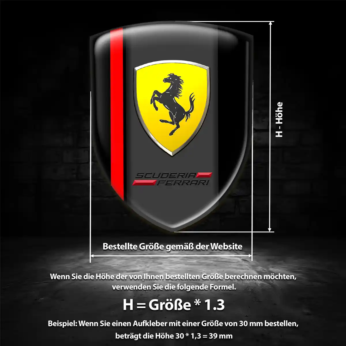 Ferrari Aufkleber 3D Gel Silikon Hohe Qualität