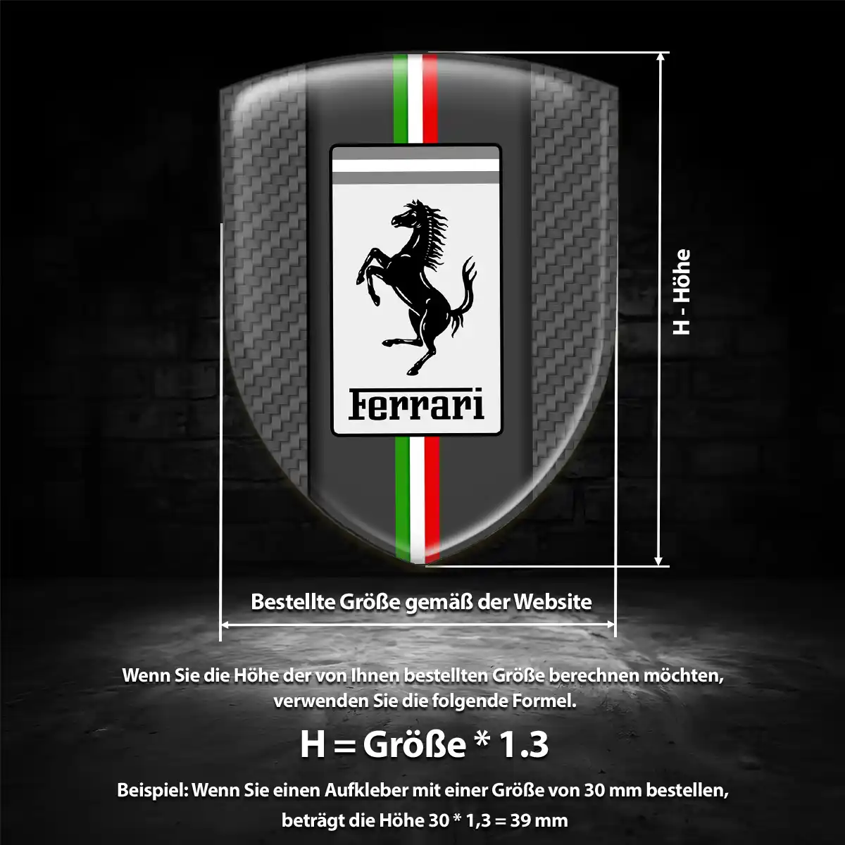 Ferrari Aufkleber 3D Gel Silikon Stilvolles Design