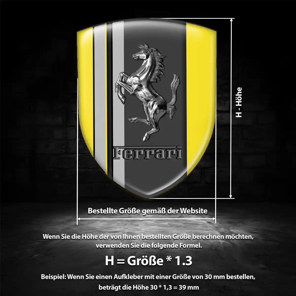 Ferrari Aufkleber 3D Gel Wappen Auto Stilvolles Design