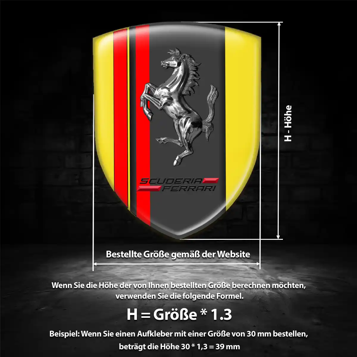 Ferrari Aufkleber 3D Gel Wappen Hohe Qualität