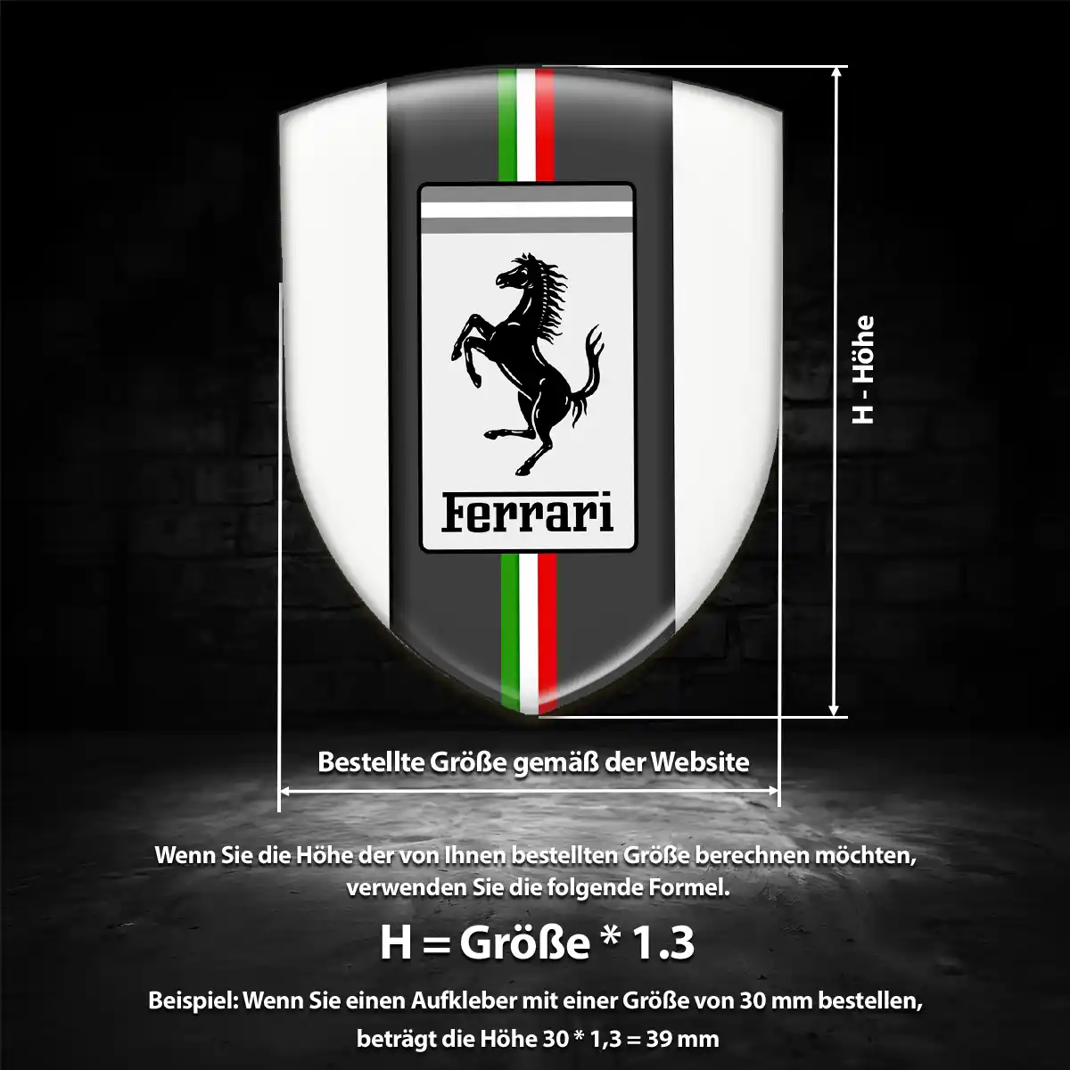 Ferrari Aufkleber 3D Gel Wappen Stilvolles Design