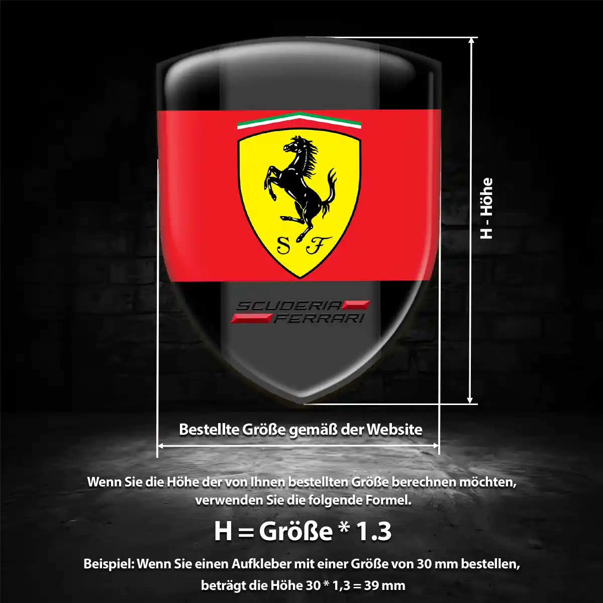 Ferrari Silikon Aufkleber Wappen Stilvolles Design