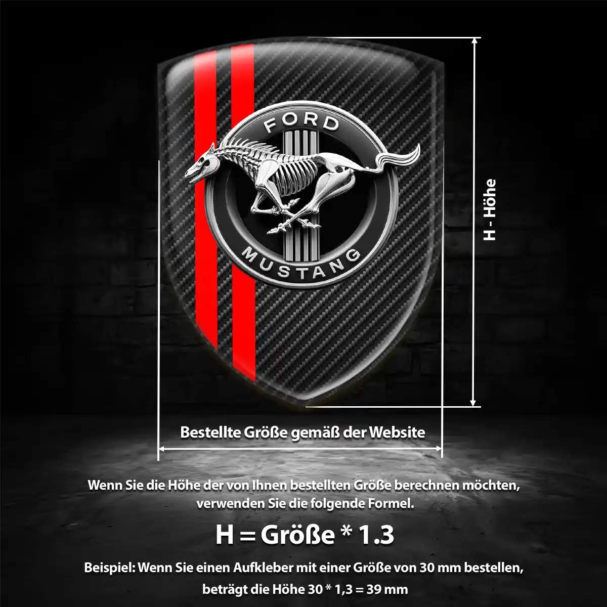 Ford Mustang 3D Gel Aufkleber Silikon Stilvolles Design