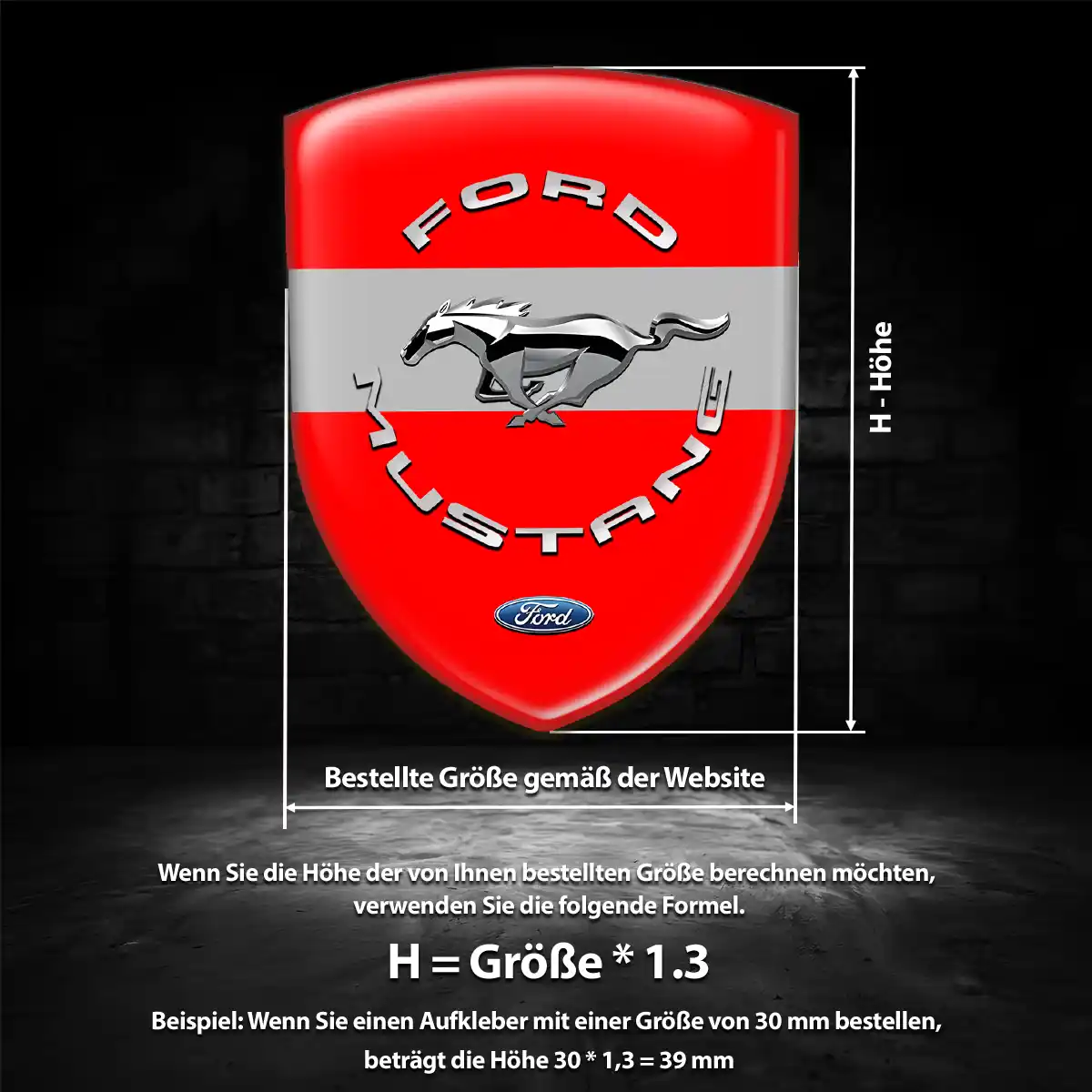 Ford Mustang 3D Gel Aufkleber Stilvolles Design