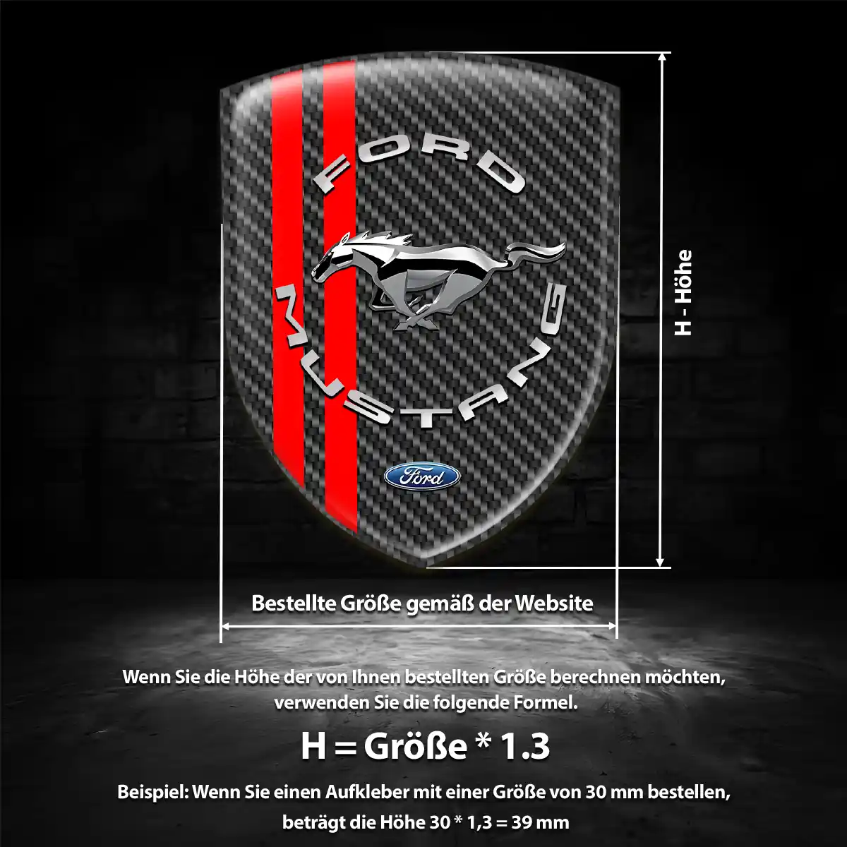 Ford Mustang 3D Gel Aufkleber Wappen Hohe Qualität