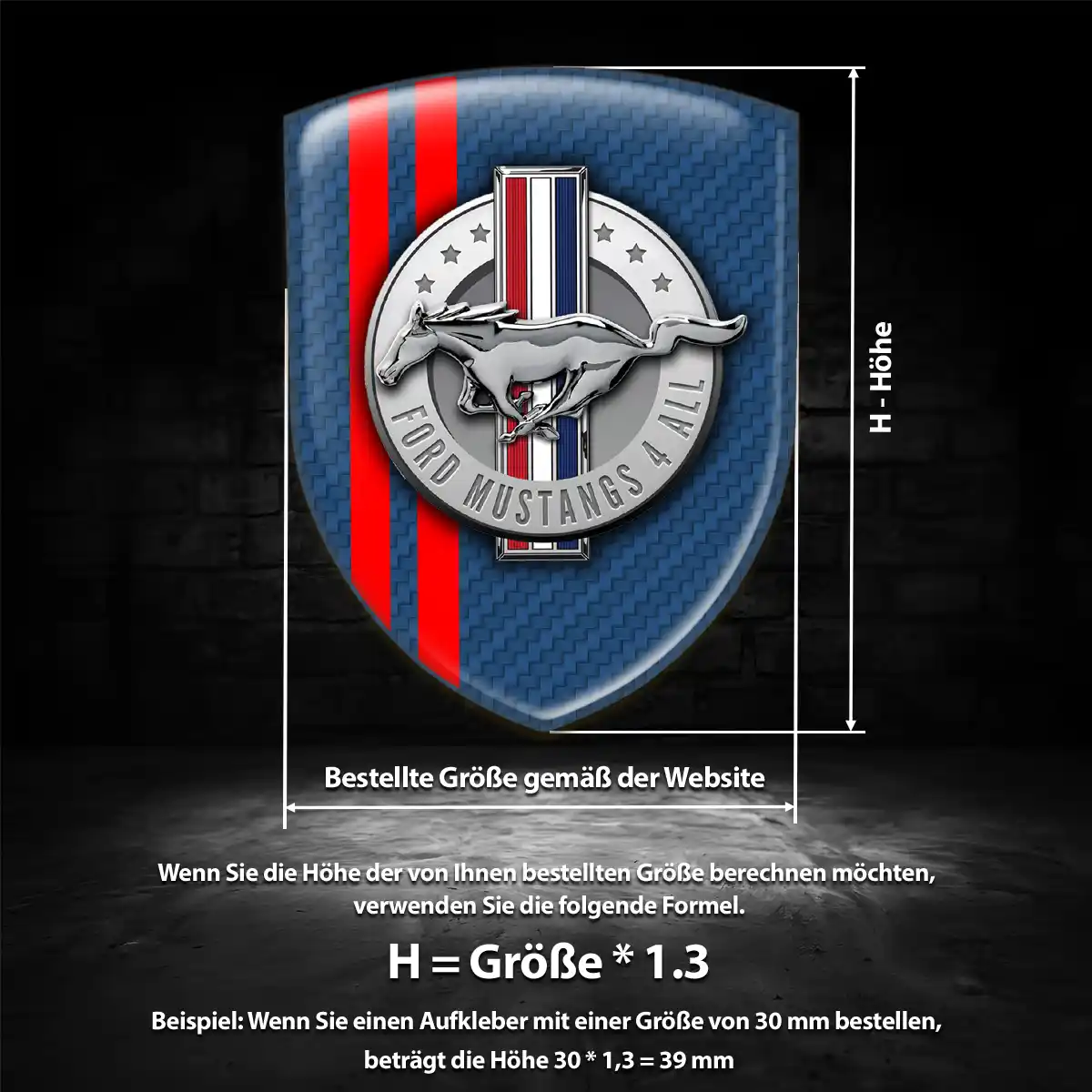 Ford Mustang Aufkleber 3D Gel Embleme Premium-Edition
