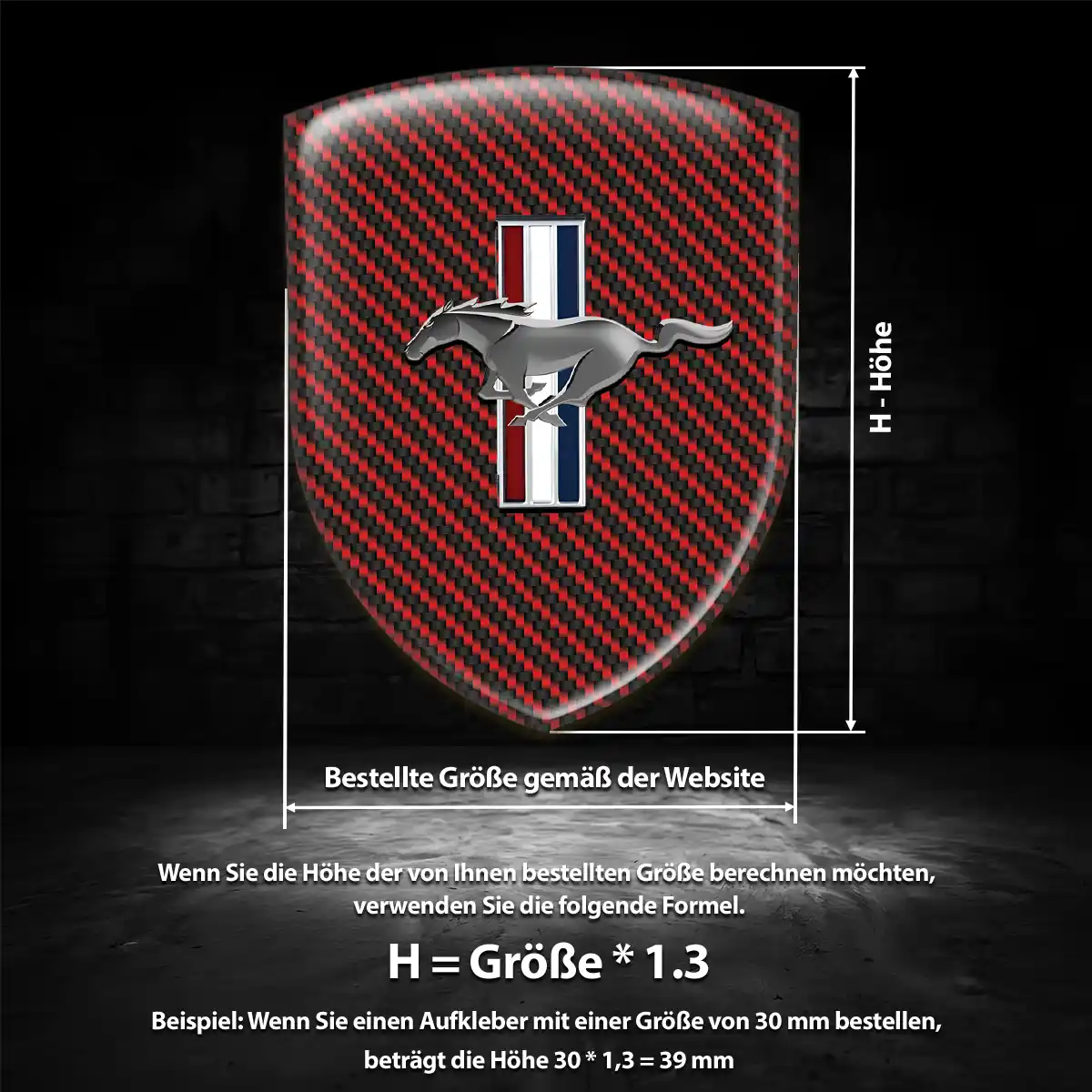 Ford Mustang Aufkleber 3D Gel Silikon Premium-Edition