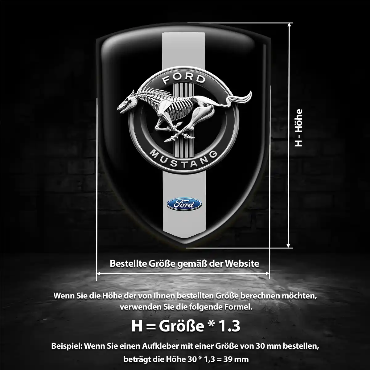 Ford Mustang Aufkleber 3D Gel Wappen Hohe Qualität