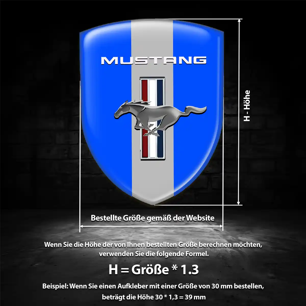 Ford Mustang Aufkleber 3D Gel Wappen Stilvolles Design