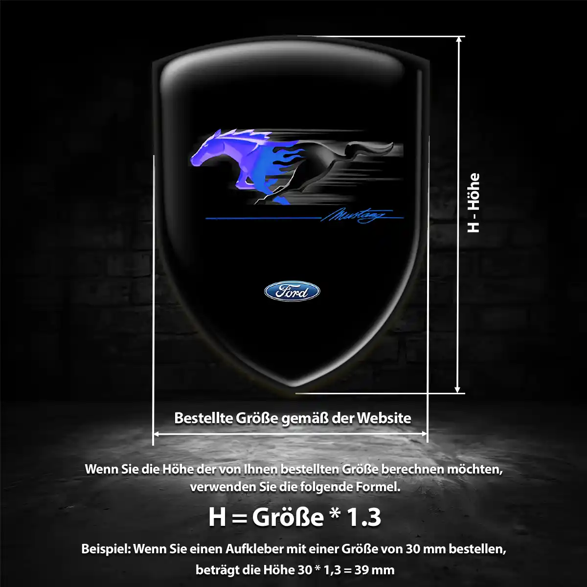 Ford Mustang Aufkleber Embleme Silikon Premium-Edition