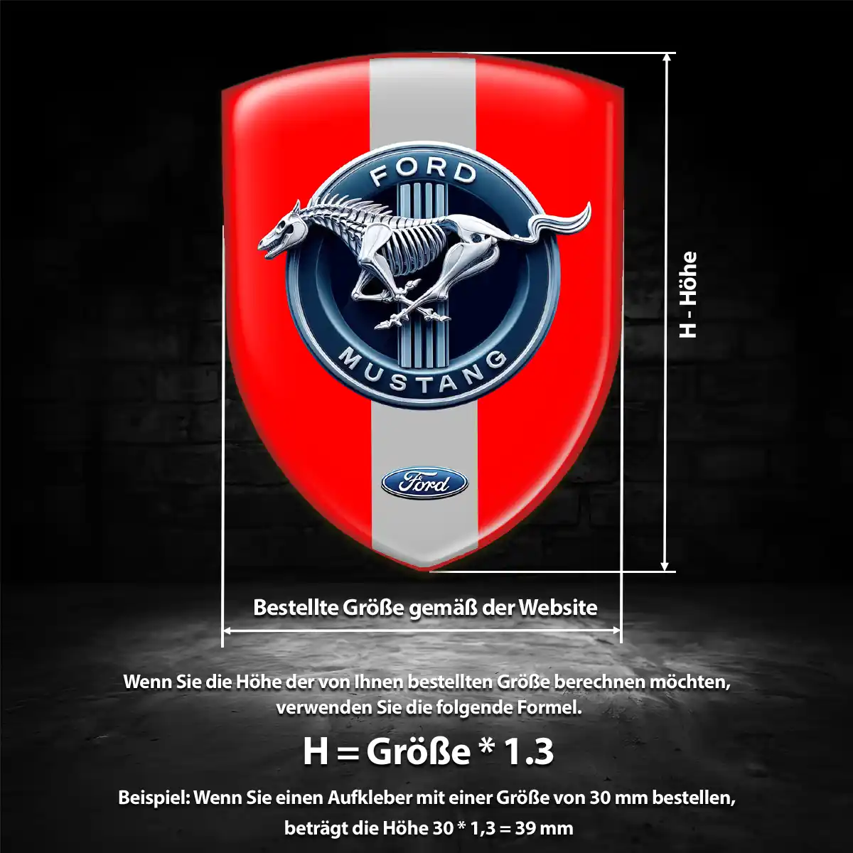 Ford Mustang Emblem Wappen Aufkleber Premium-Edition