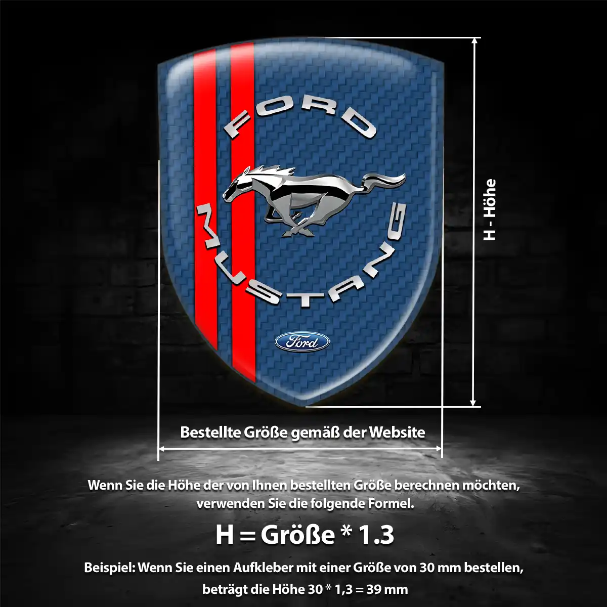 Ford Mustang Silikon Aufkleber Wappen Stilvolles Design