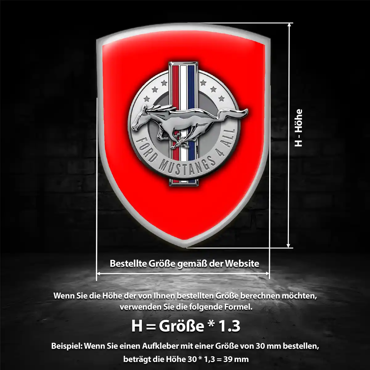 Ford Mustang Wappen Emblem Aufkleber Hohe Qualität