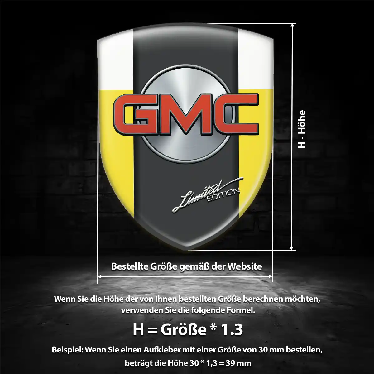 GMC 3D Gel Aufkleber Emblem Limitierte Auflage