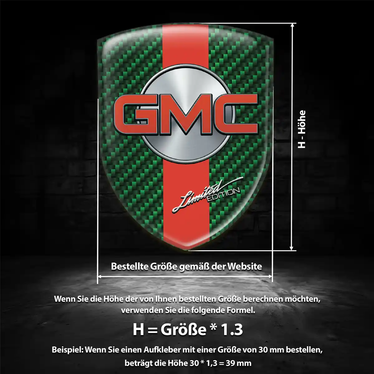 GMC 3D Gel Aufkleber Silikon Premiumqualität