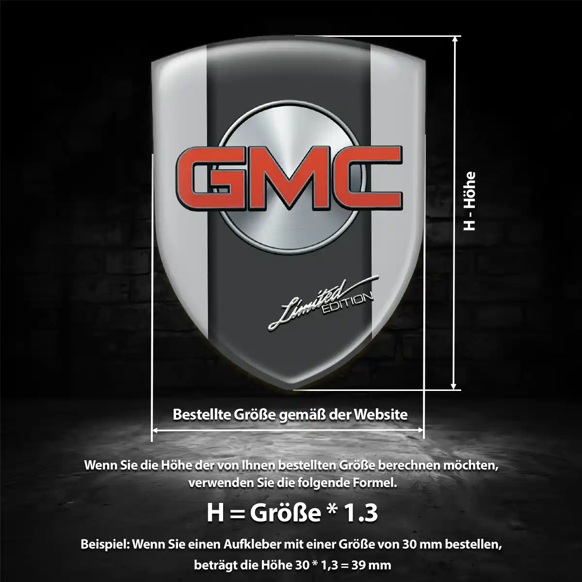 GMC 3D Gel Aufkleber Wappen Markenedition