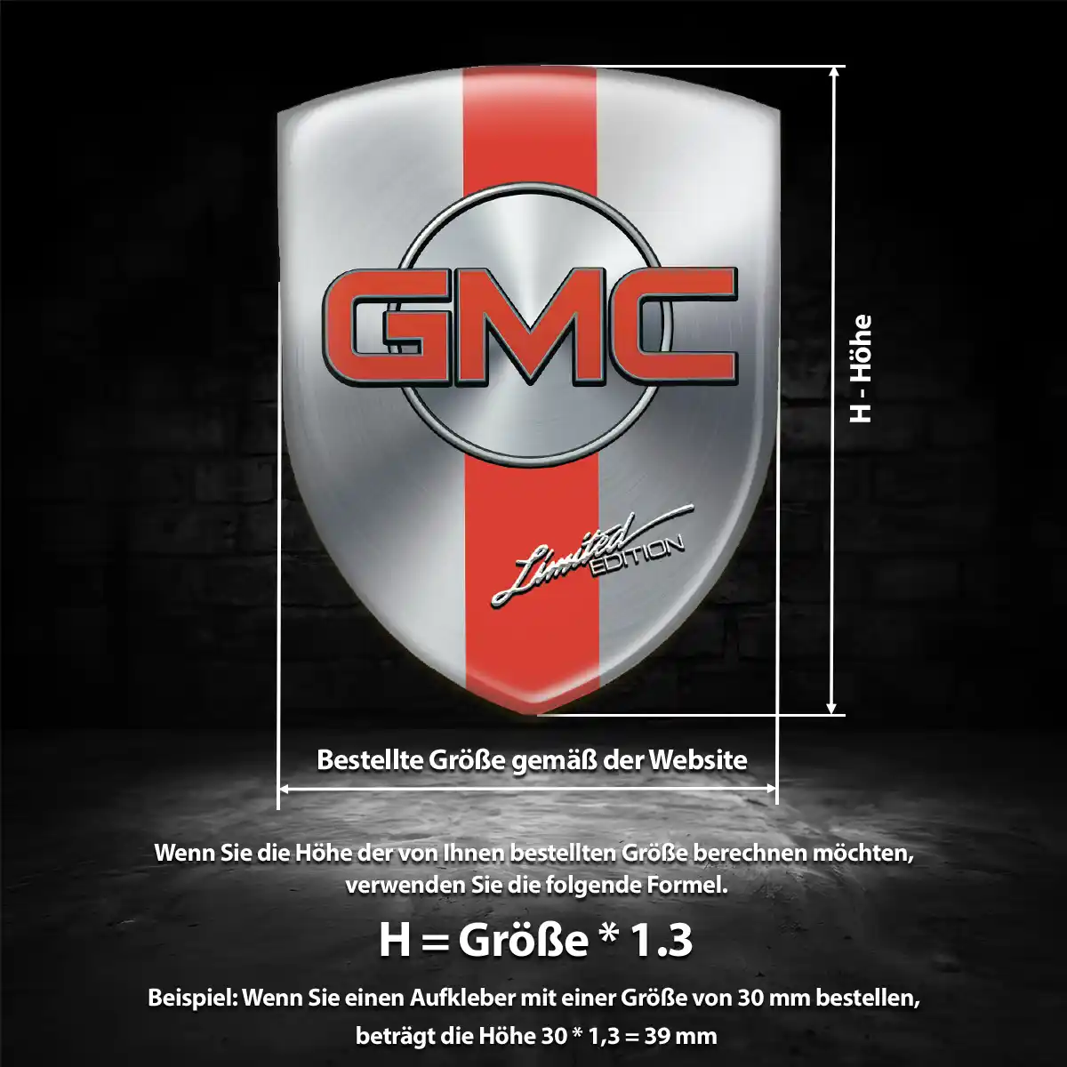 GMC Aufkleber Emblem Interieurdesign