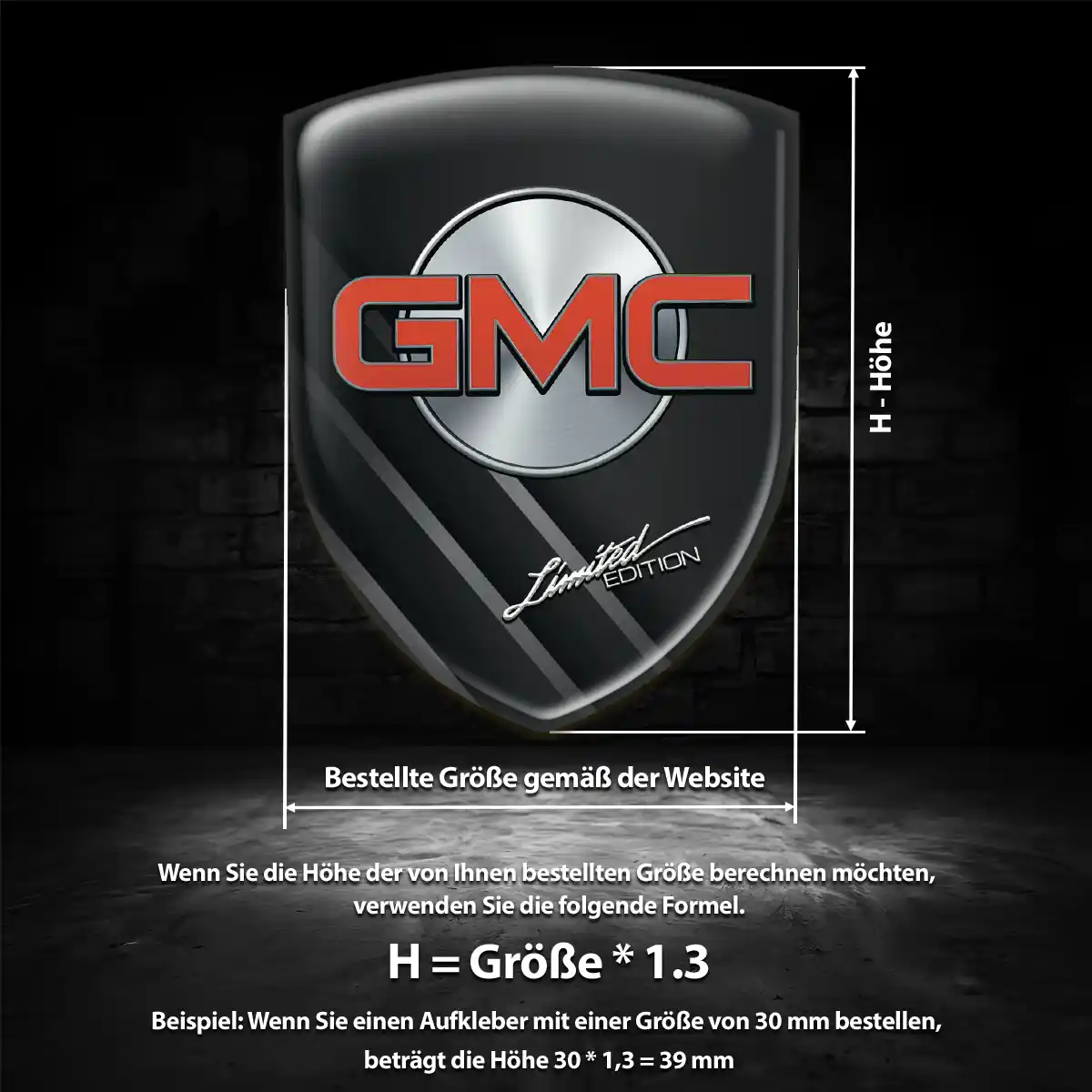 GMC Aufkleber Silikon Embleme Markenedition