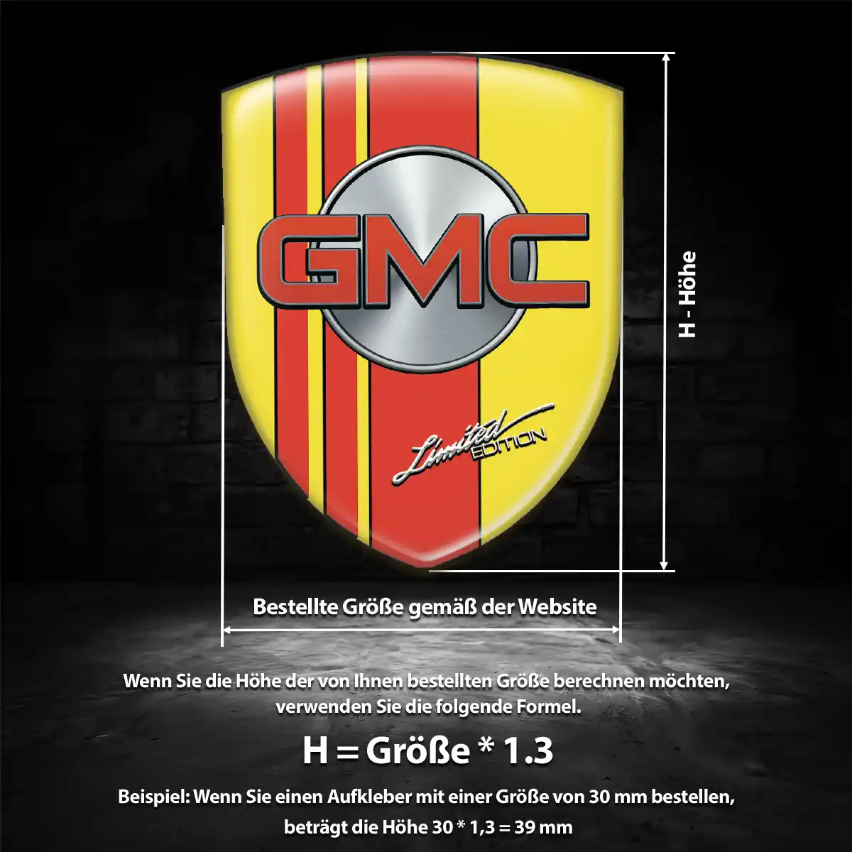 GMC Aufkleber Wappen Emblem Hochwertiges Harz