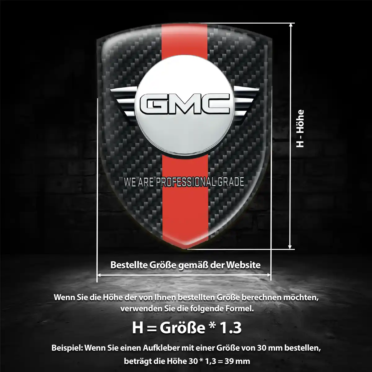 GMC Emblem Wappen Aufkleber Hochwertiges Harz