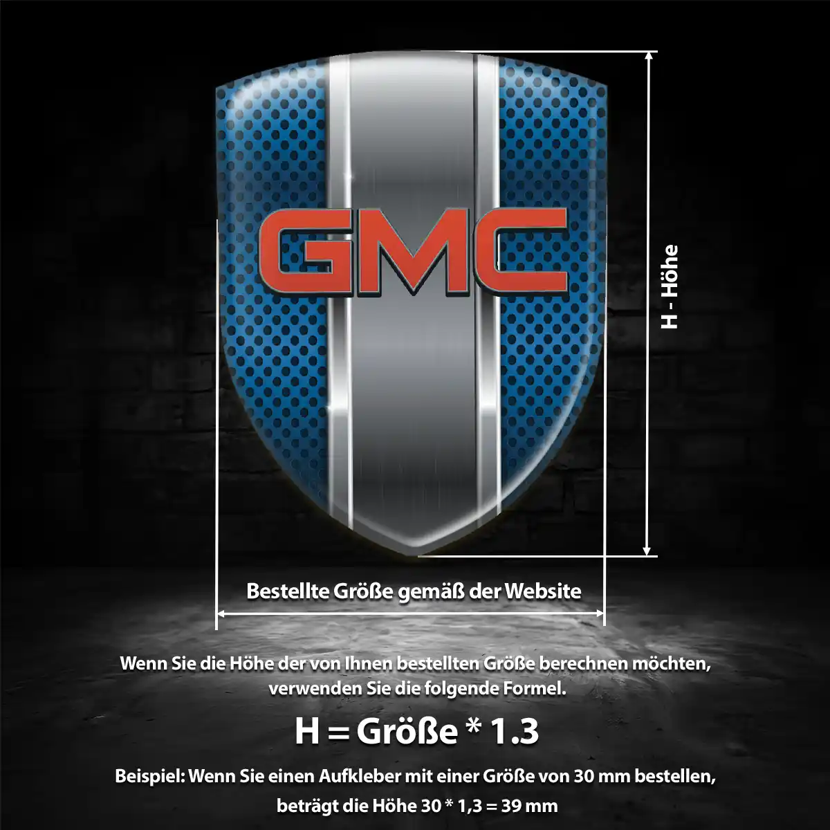 GMC Silikon Aufkleber Wappen Hochwertiges Harz