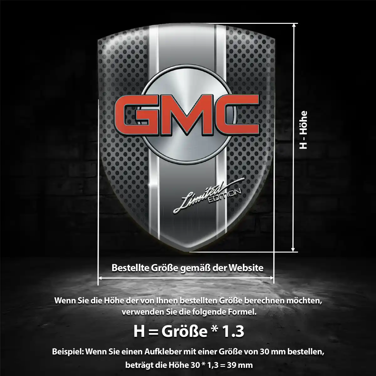GMC Silikon Aufkleber Wappen Tuningfahrzeug