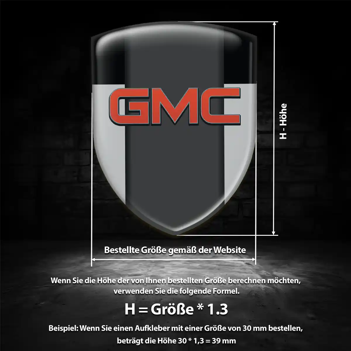 GMC Wappen Emblem Aufkleber Hochwertiges Harz