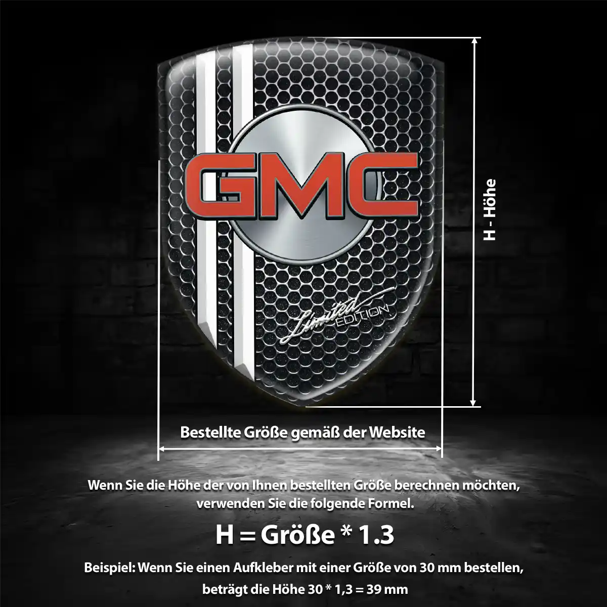 GMC Wappen Emblem Aufkleber Interieurdesign