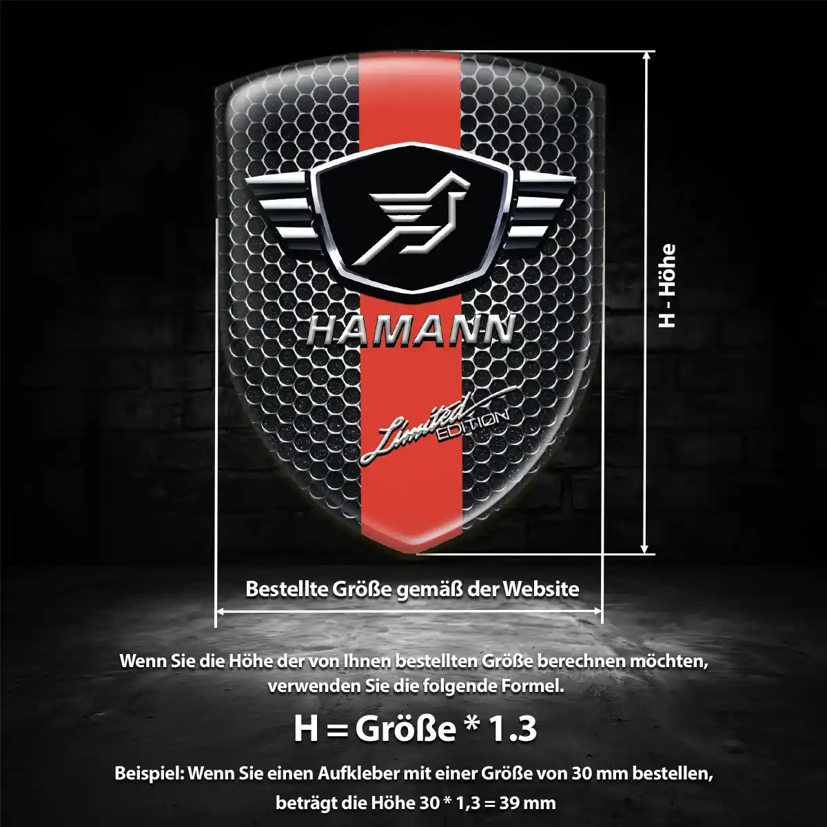 Hamann Aufkleber 3D Gel Wappen Spitzenqualität