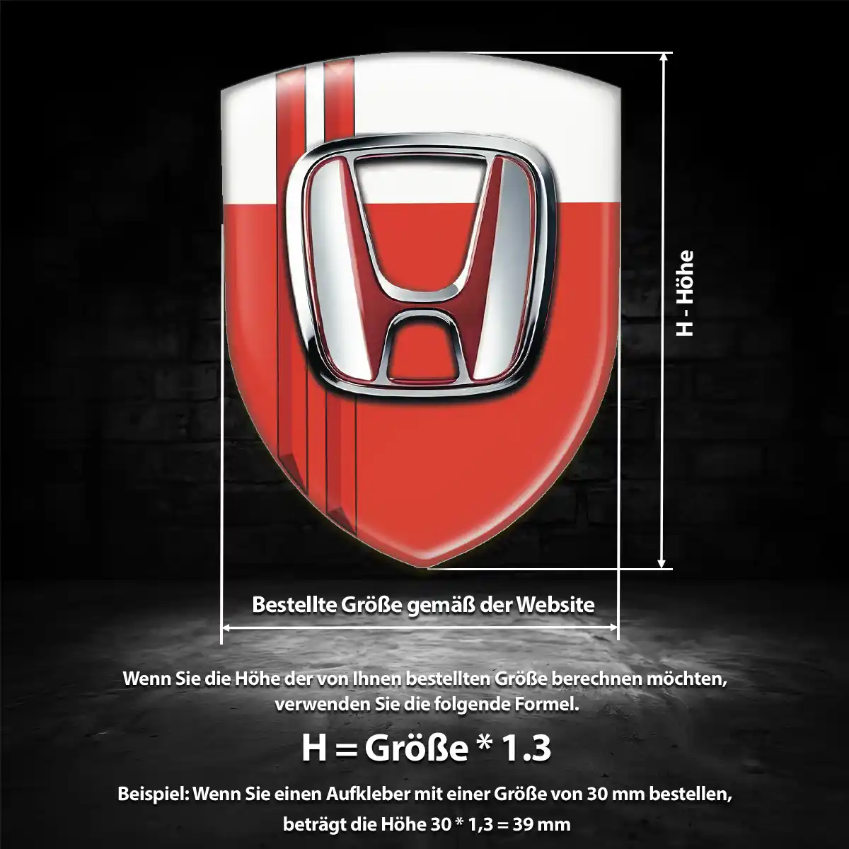 Honda 3D Gel Aufkleber Anspruchsvolles Design