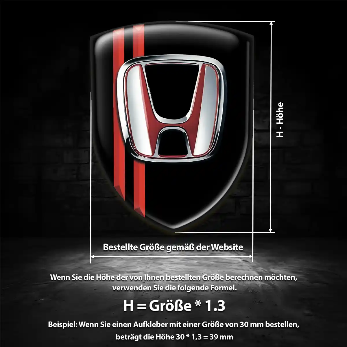 Honda 3D Gel Aufkleber Ausdrucksstarkes Design