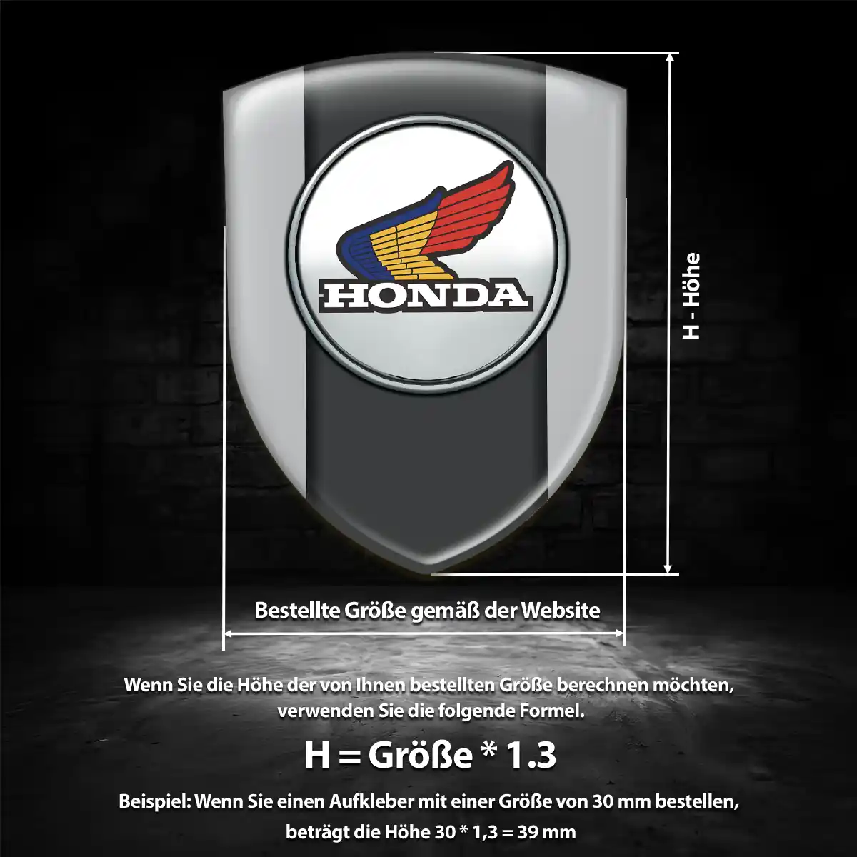 Honda 3D Gel Aufkleber Auto Edles Design