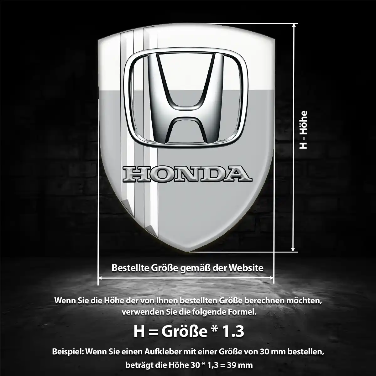 Honda 3D Gel Aufkleber Auto Elegantes Design