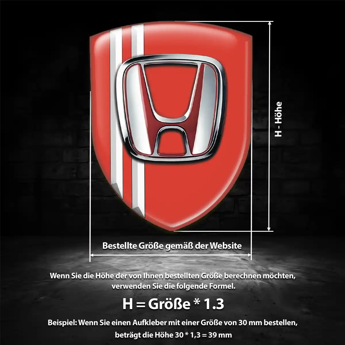 Honda 3D Gel Aufkleber Auto Tuningfahrzeug