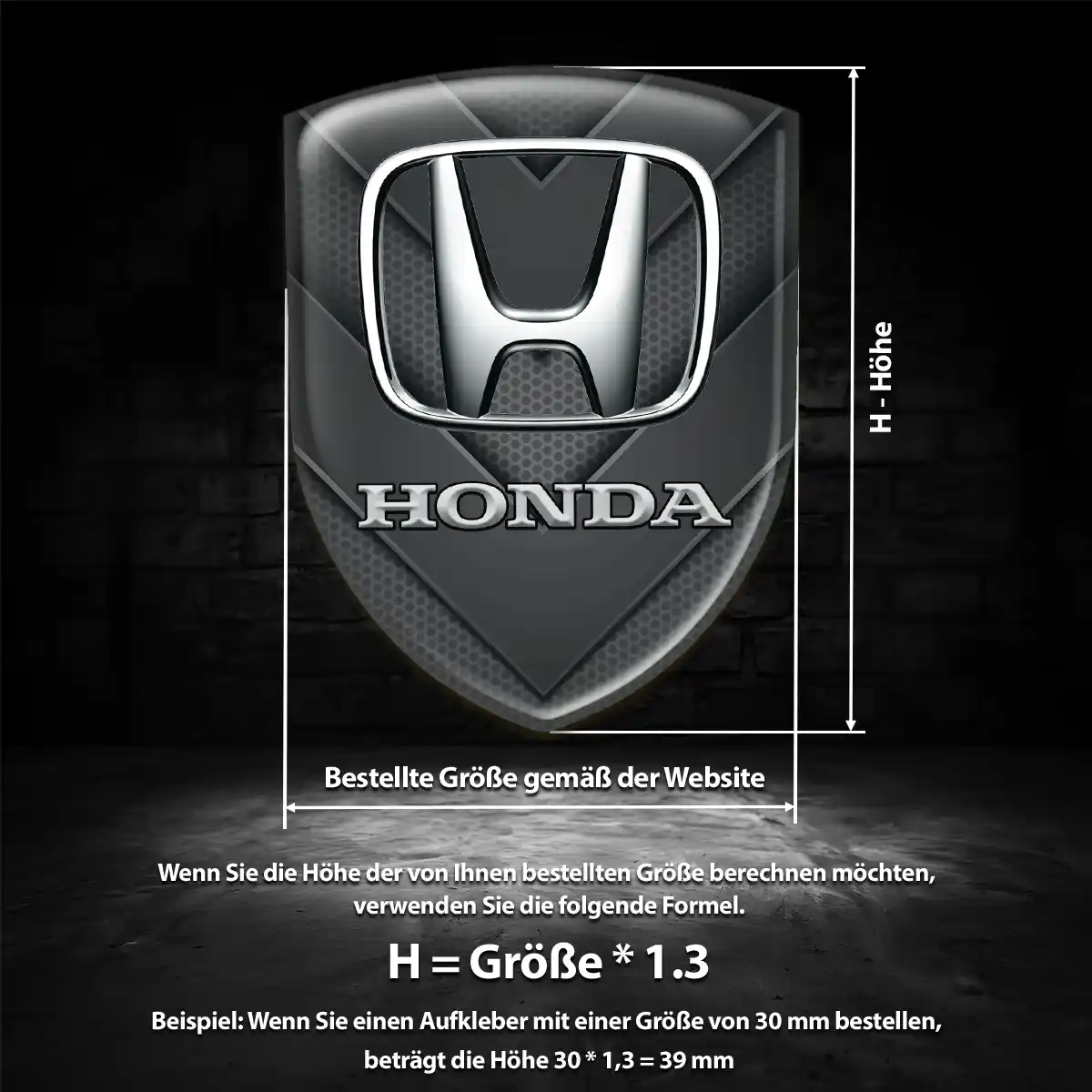 Honda 3D Gel Aufkleber Edles Design