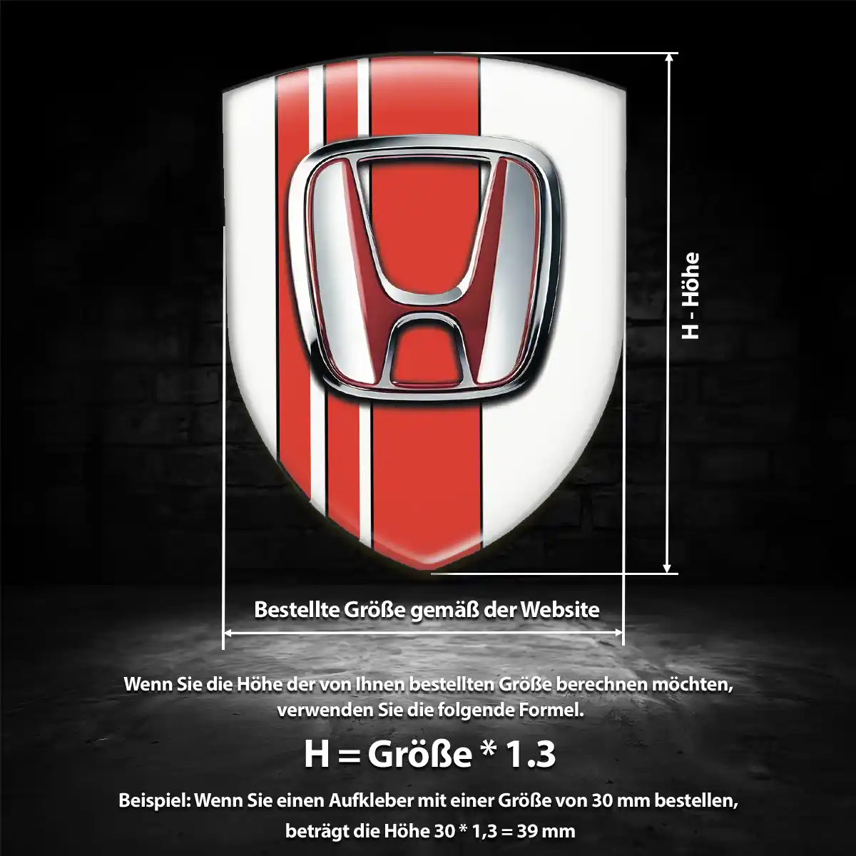 Honda 3D Gel Aufkleber Emblem Hochwertiges Harz