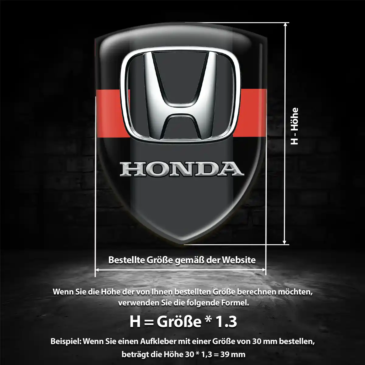 Honda 3D Gel Aufkleber Erstklassige Qualität