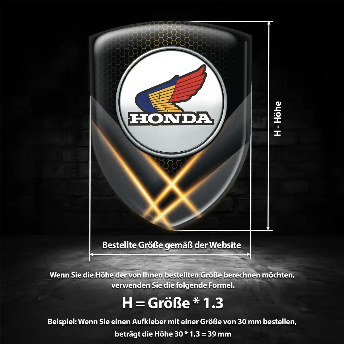 Honda 3D Gel Aufkleber Exterieurdesign