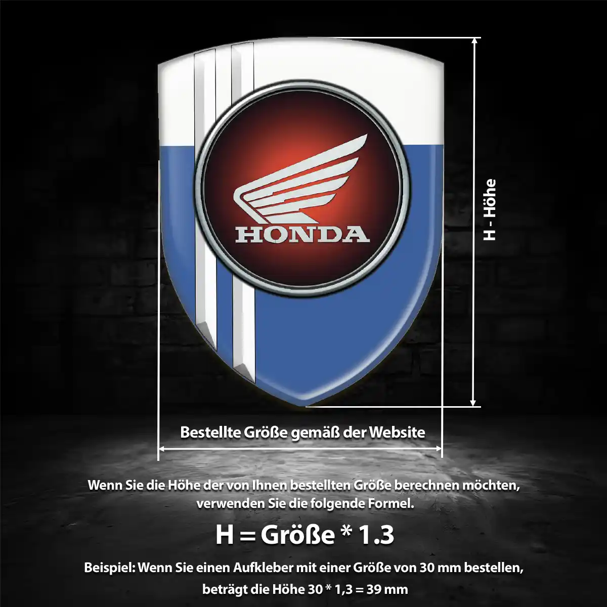 Honda 3D Gel Aufkleber Hohe Qualität
