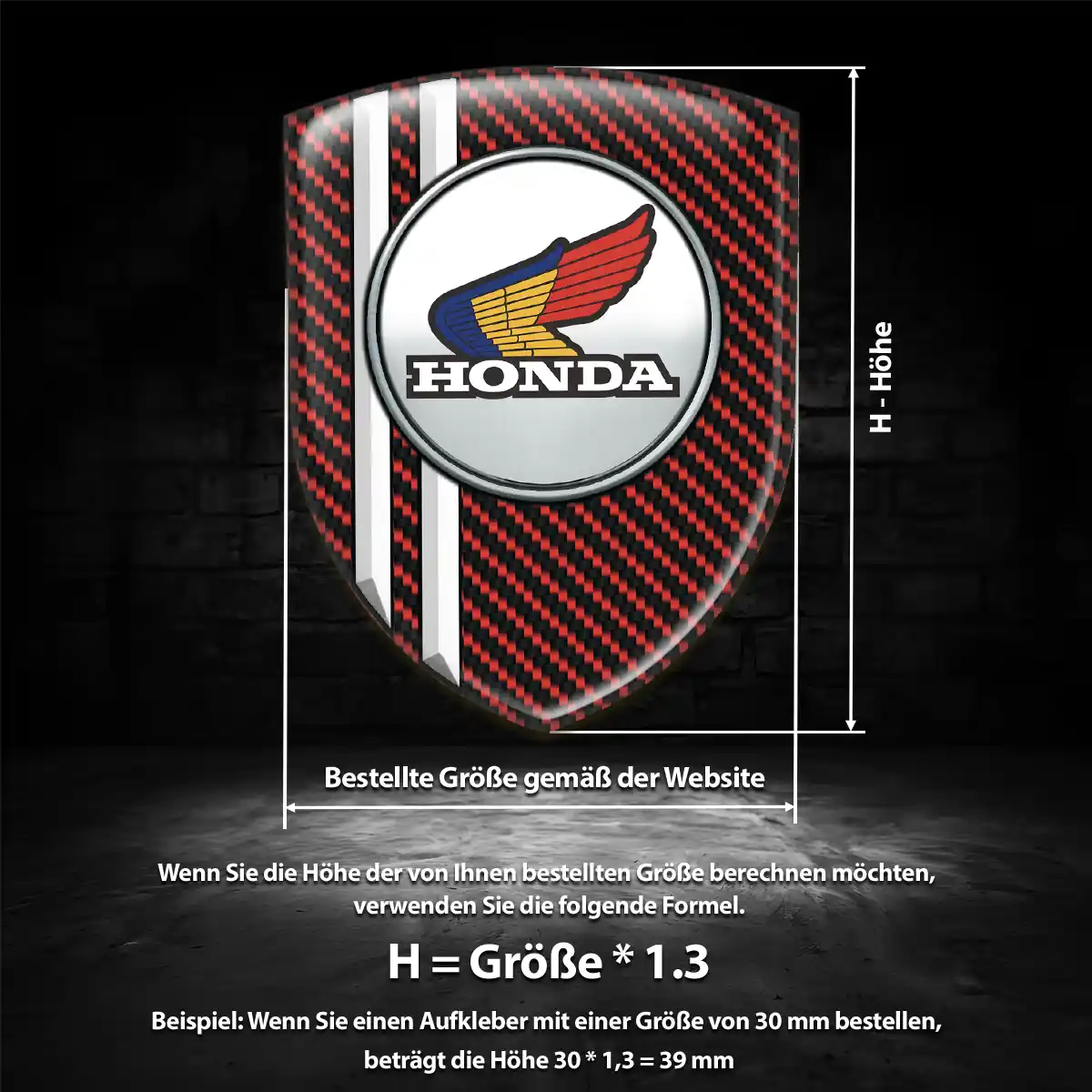 Honda 3D Gel Aufkleber Interieurdesign