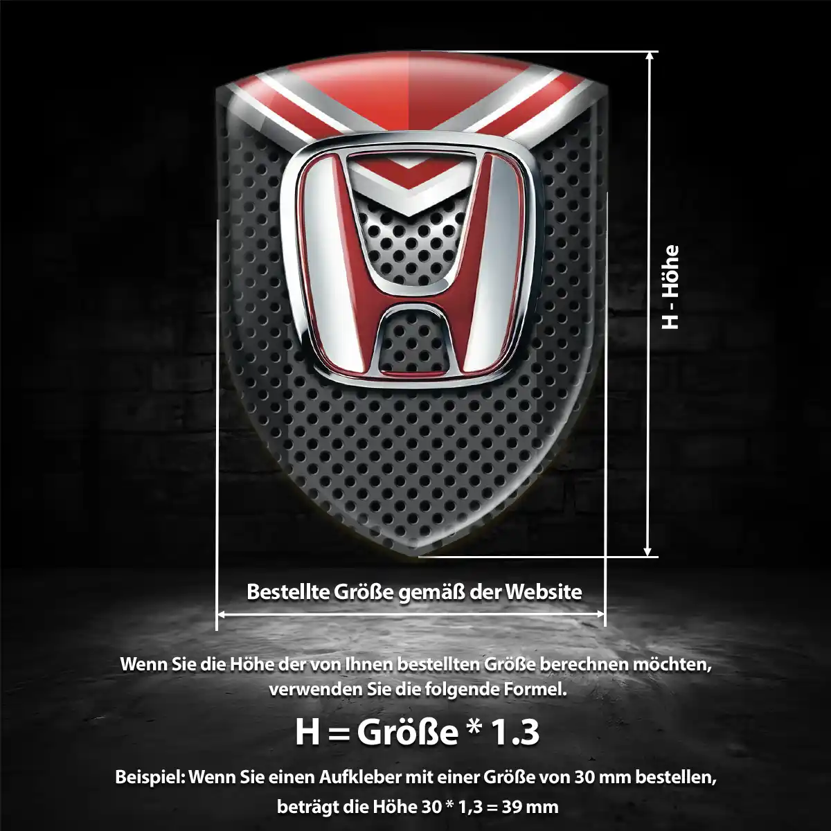 Honda 3D Gel Aufkleber Modernes Design