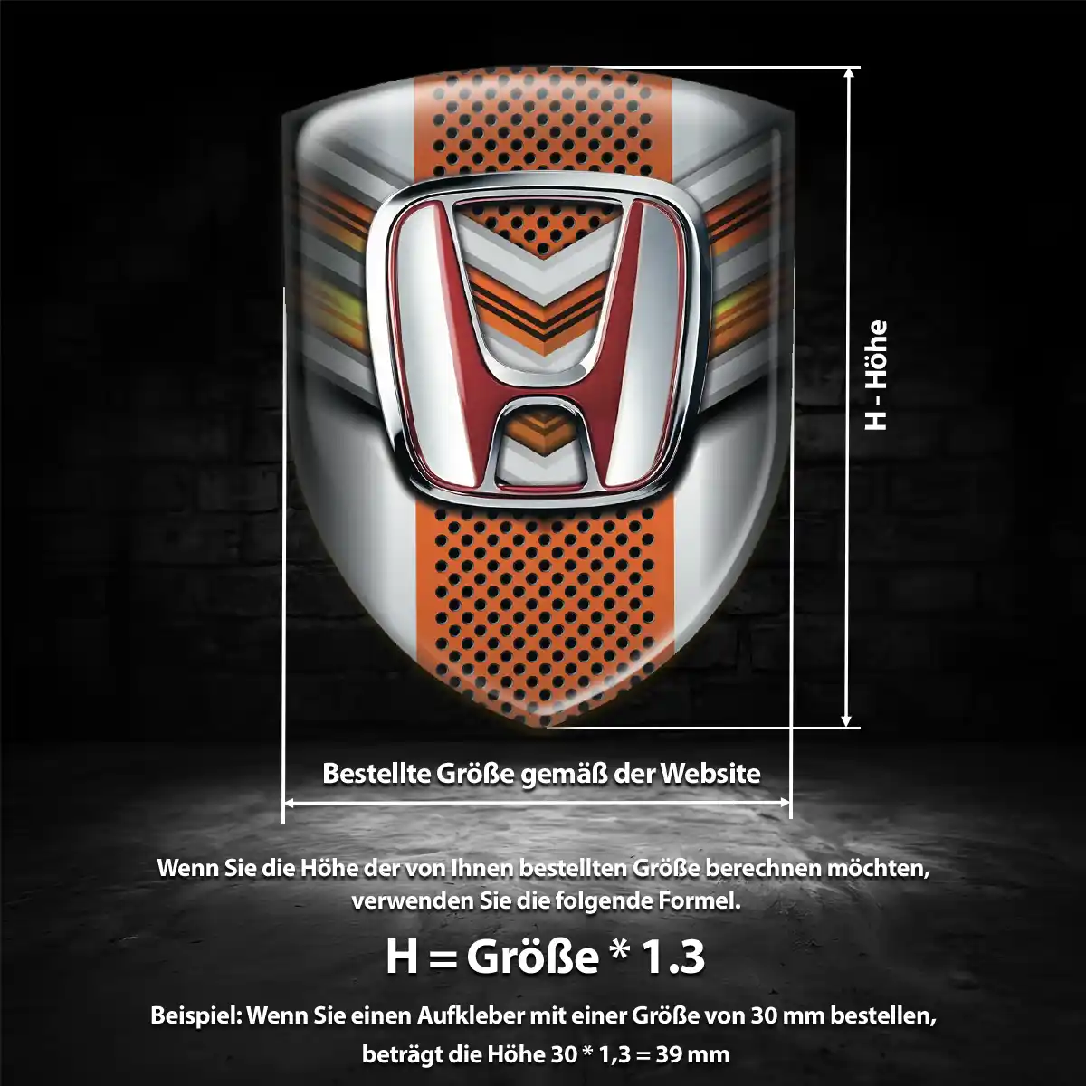 Honda 3D Gel Aufkleber Silikon Anspruchsvolles Design