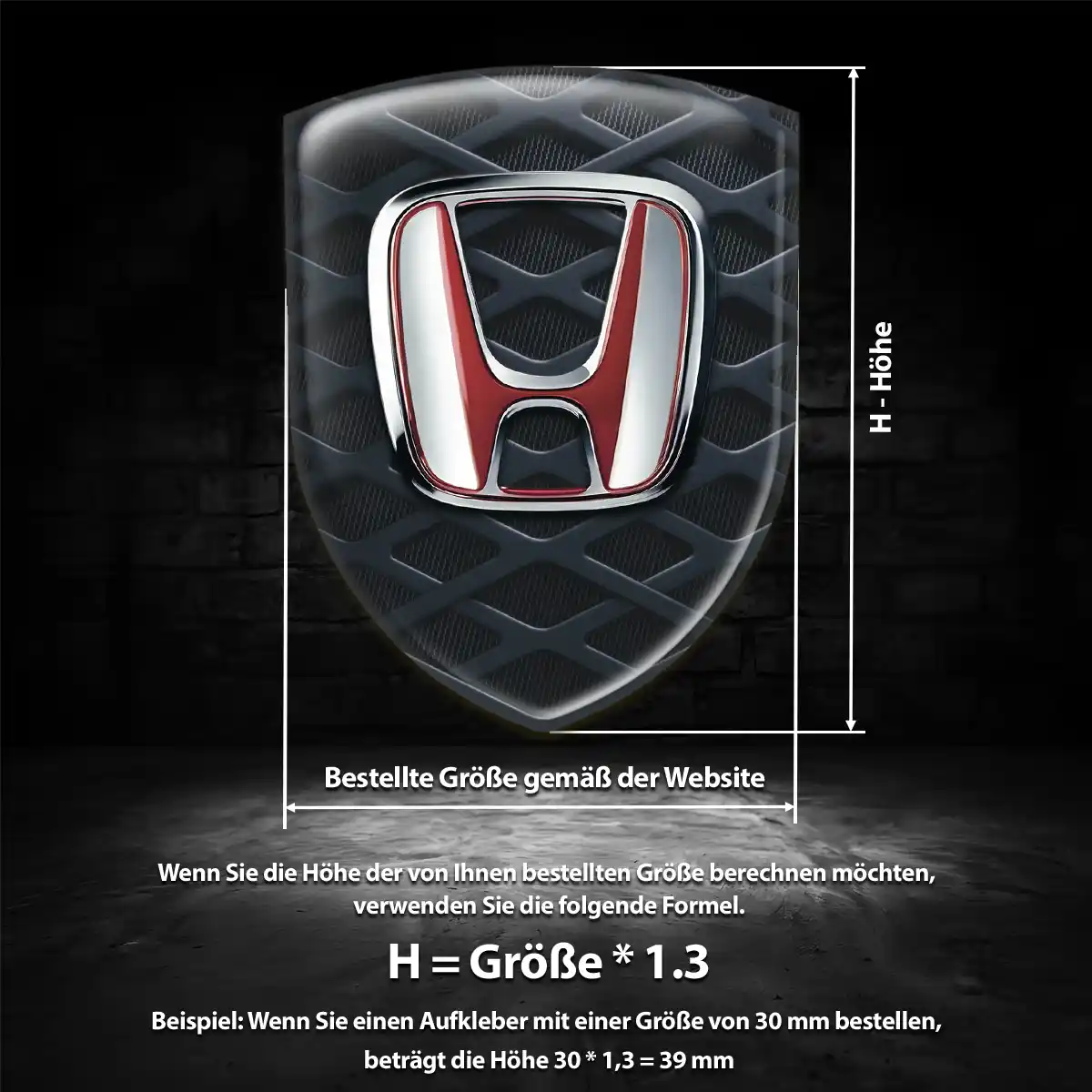 Honda 3D Gel Aufkleber Silikon Ausdrucksstarkes Design