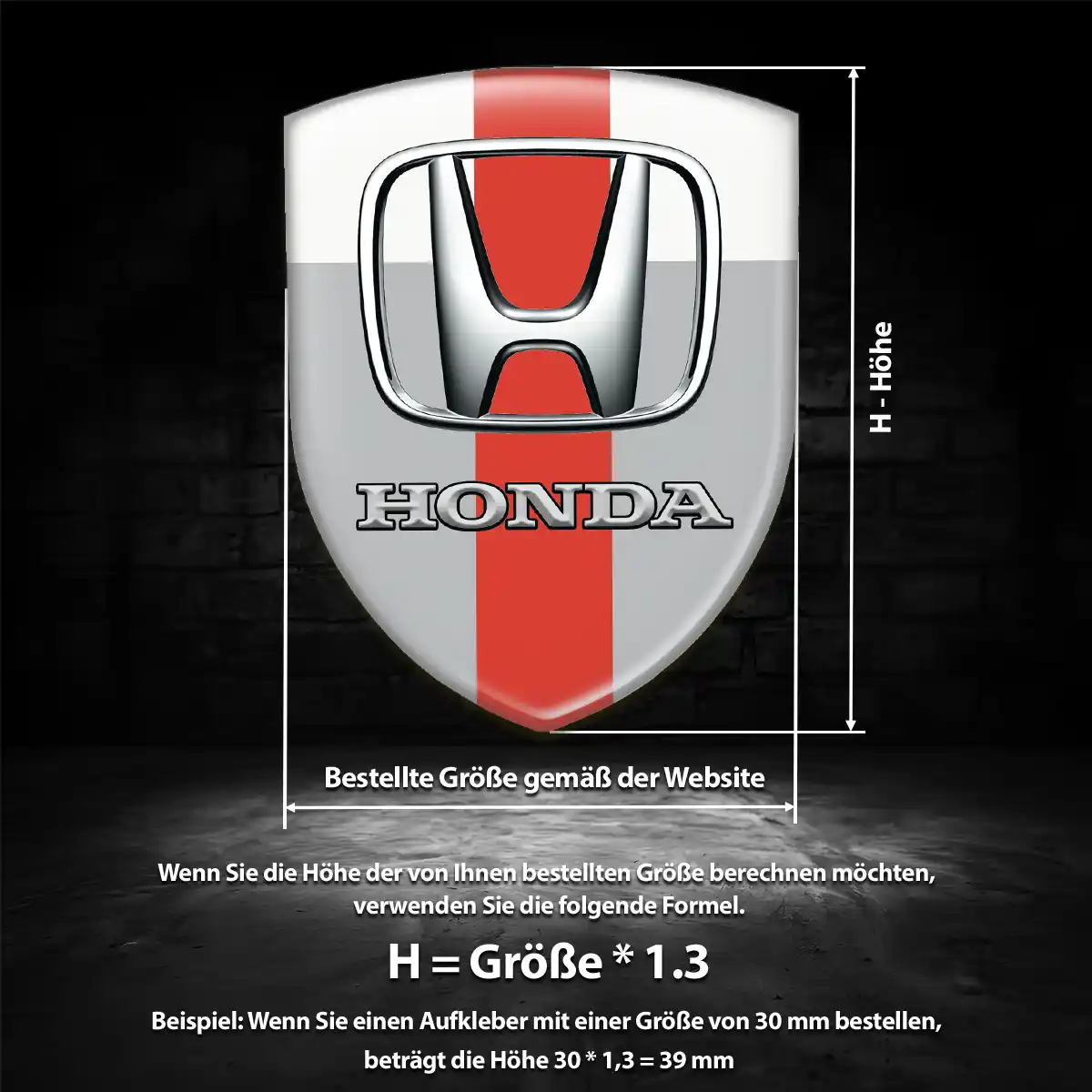 Honda 3D Gel Aufkleber Silikon Auto Premiumqualität