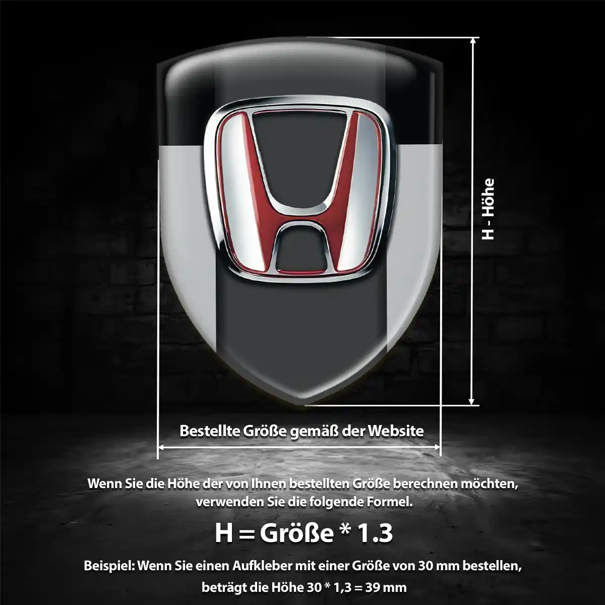Honda 3D Gel Aufkleber Silikon Edles Design