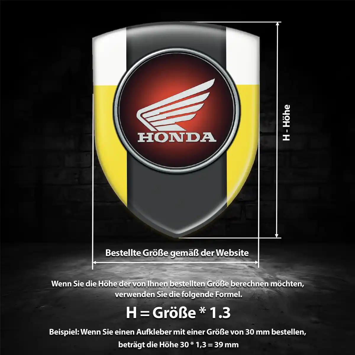 Honda 3D Gel Aufkleber Silikon Elegantes Design