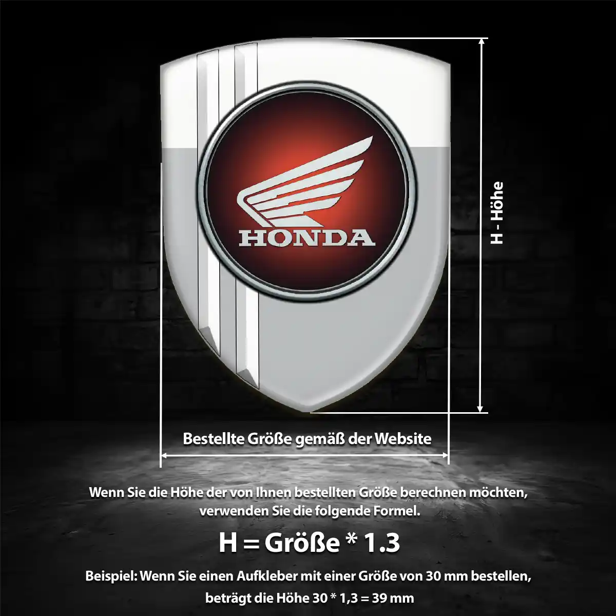 Honda 3D Gel Aufkleber Silikon Hochwertiges Harz