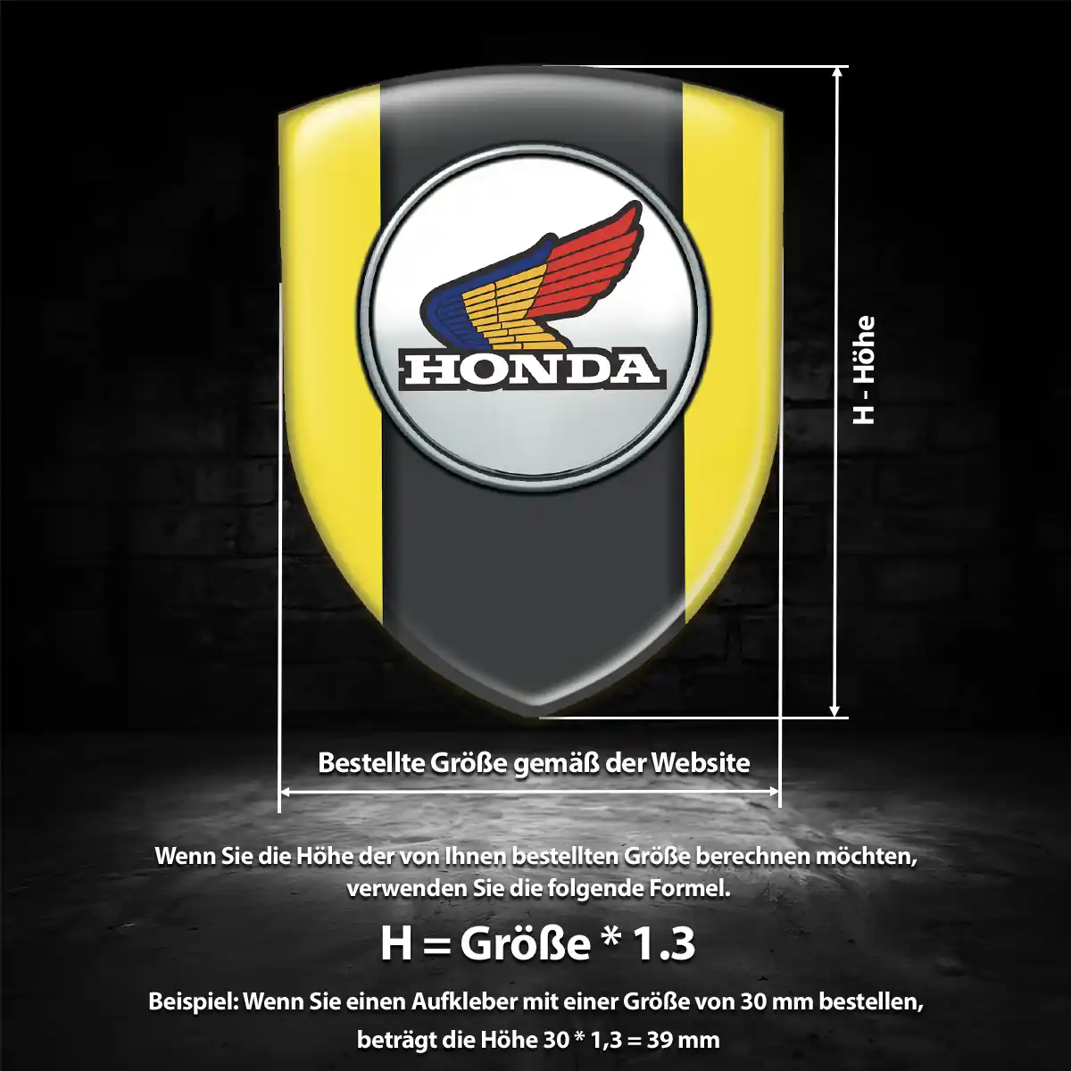 Honda 3D Gel Aufkleber Wappen Anspruchsvolles Design