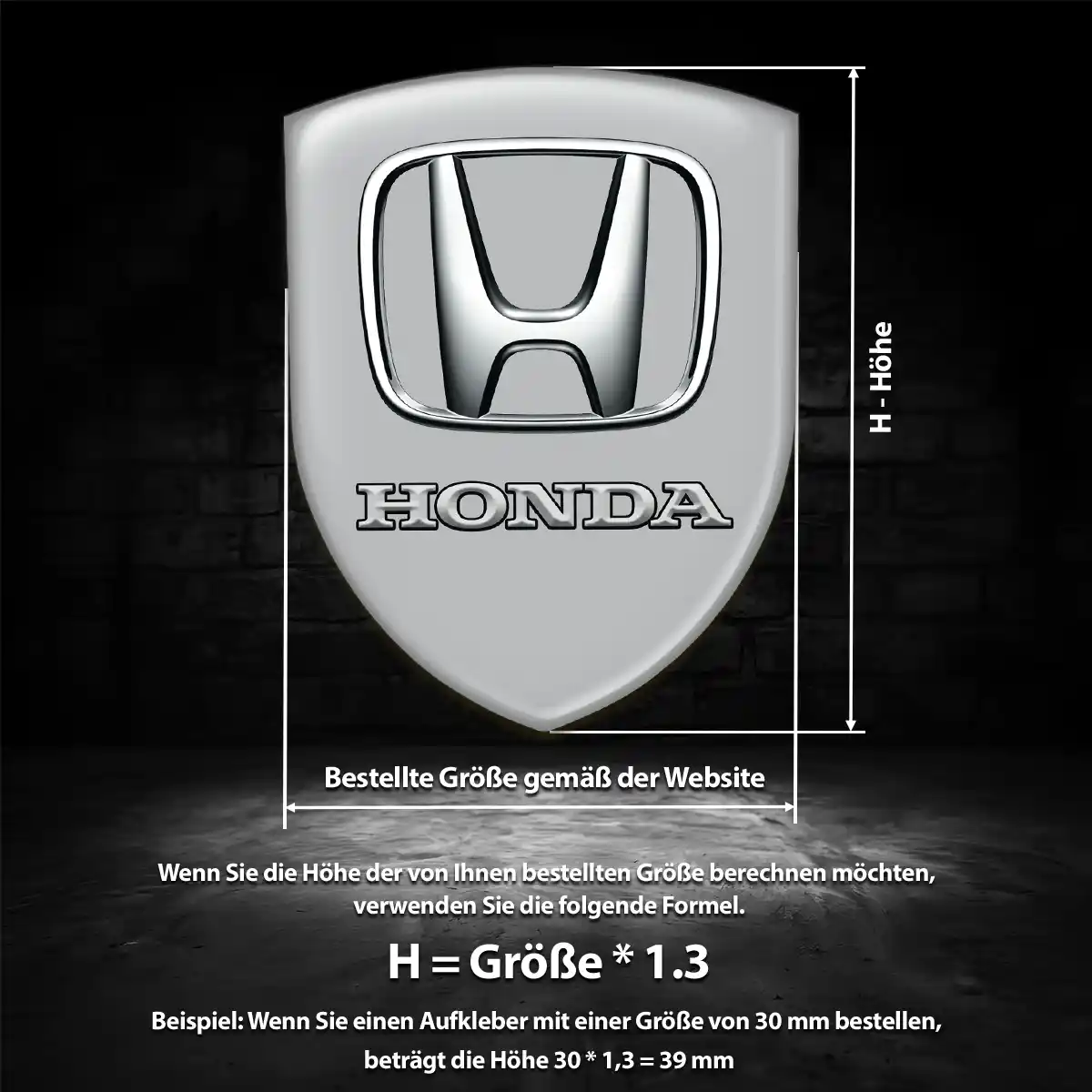Honda 3D Gel Aufkleber Wappen Ausdrucksstarkes Design